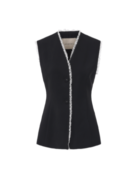 【八月潮汐】蕾丝环绕拼接设计收腰马甲上衣