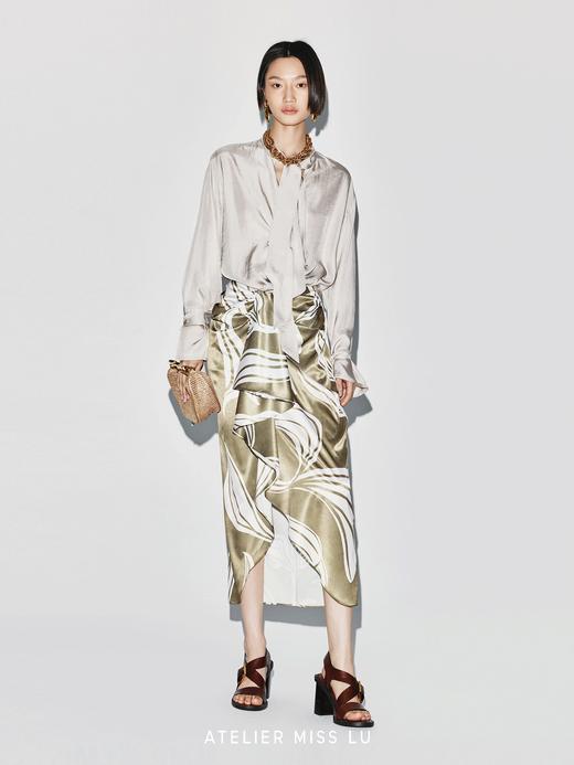 【普罗旺斯月光】三段式飘带门襟设计醋酸衬衫上衣 商品图2