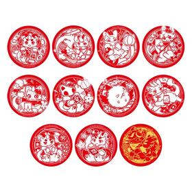 有兽焉 窗花系列 马口铁徽章 吧唧 全11种 10包/盒 国谷