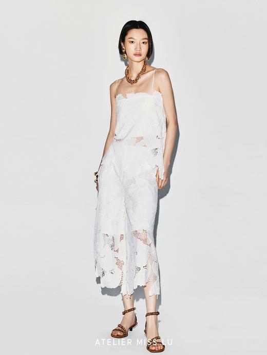 【雾中看花】光影镂空蕾丝不规则下摆吊带上衣 商品图2