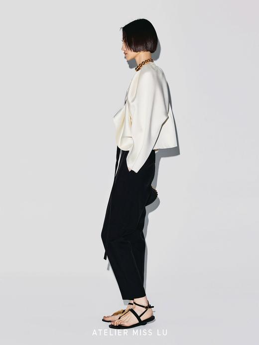 【琉璃少女】抽褶飘带设计光泽感披风上衣 商品图3