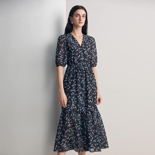 EITIE爱特爱气质优雅法式印花收腰显瘦连衣裙2026春季新款8507226 商品图2