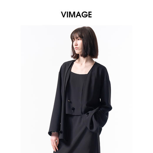 VIMAGE纬漫纪高级感时尚显瘦百搭钉珠立体外套2026春季新款V2503209 商品图3