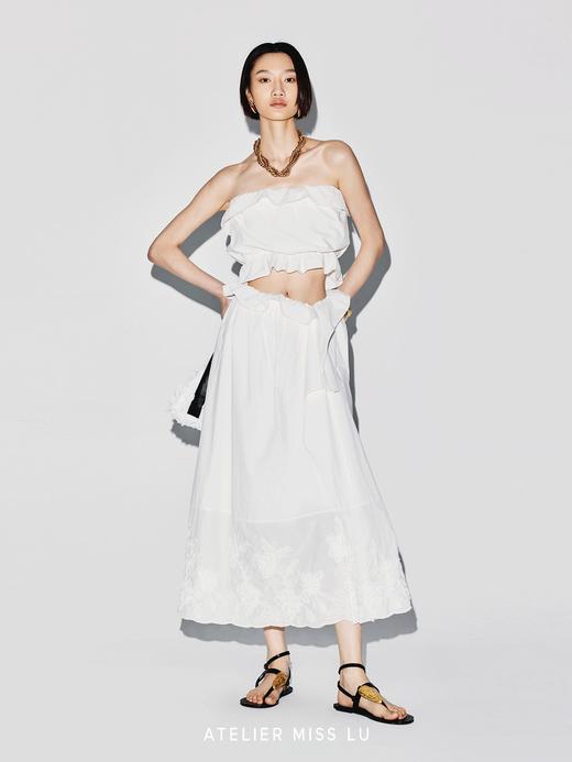 【清晨曦光】立体压褶花边设计弹力抹胸上衣 商品图1