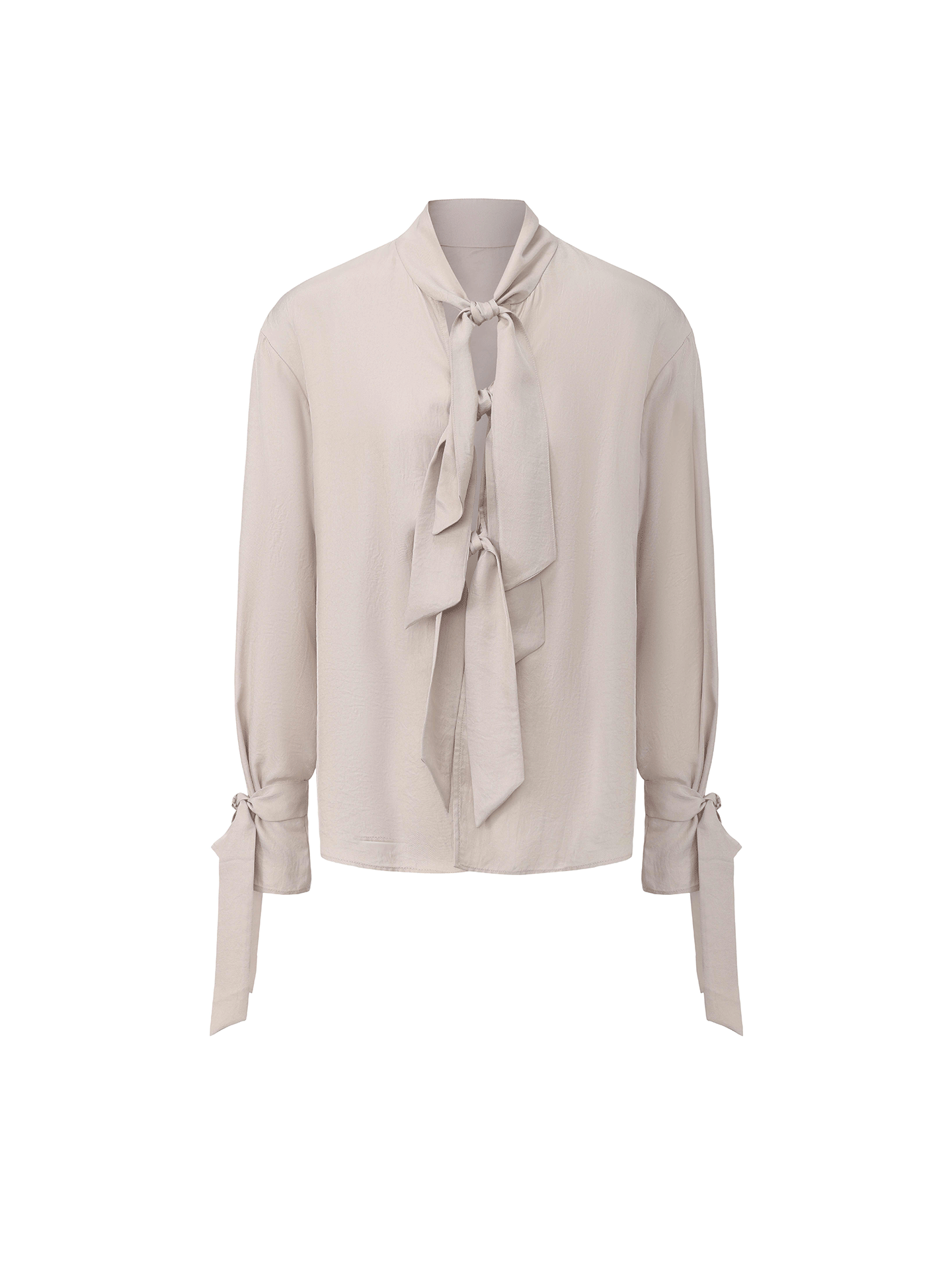 【普罗旺斯月光】三段式飘带门襟设计醋酸衬衫上衣