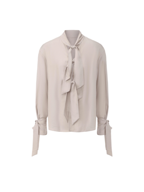 【普罗旺斯月光】三段式飘带门襟设计醋酸衬衫上衣