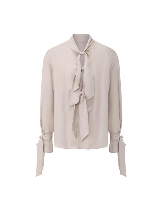 【普罗旺斯月光】三段式飘带门襟设计醋酸衬衫上衣 商品图0
