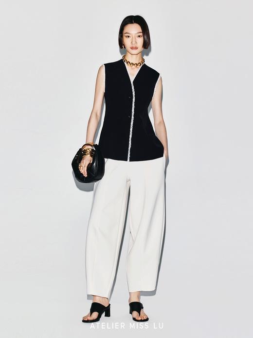 【八月潮汐】蕾丝环绕拼接设计收腰马甲上衣 商品图4