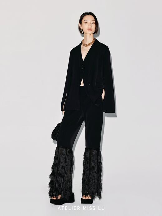 【冰岛极夜】蕾丝拼接露背V领开衩袖西装 商品图2