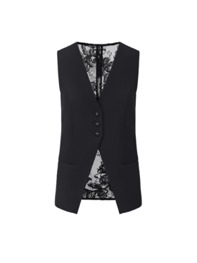 【夜幕光斑】蕾丝拼接露背V领廓形马甲