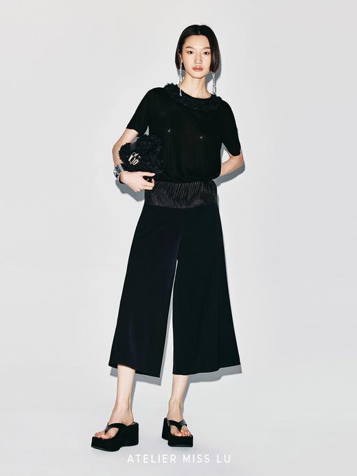 【漫步序章】层叠半圆薄纱拼接阔腿七分裤 商品图2