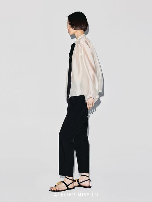 【晨雾之纱】可系飘带花苞廓形光泽感薄纱上衣 商品图4