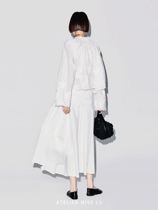 【扶桑花少女】抽褶飘带设计立体刺绣肌理披风上衣 商品图3