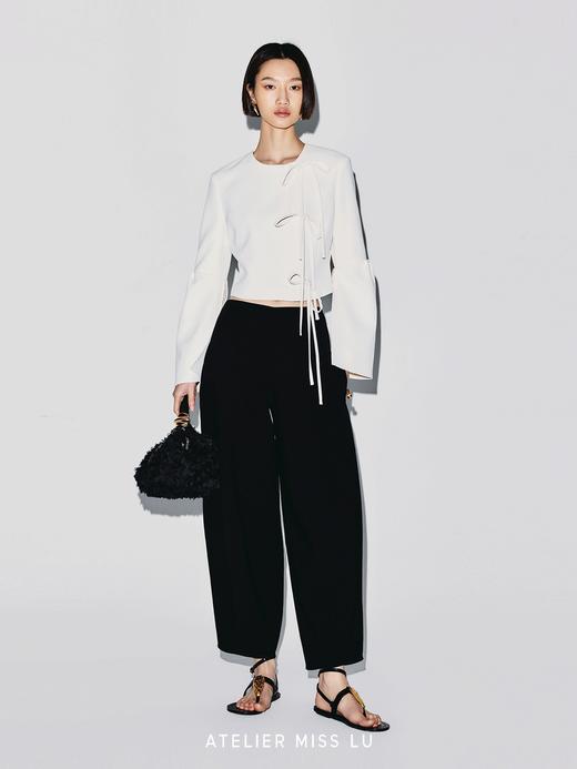 【暧昧郁金香】蝴蝶结飘带造型开衩廓形袖外套 商品图2