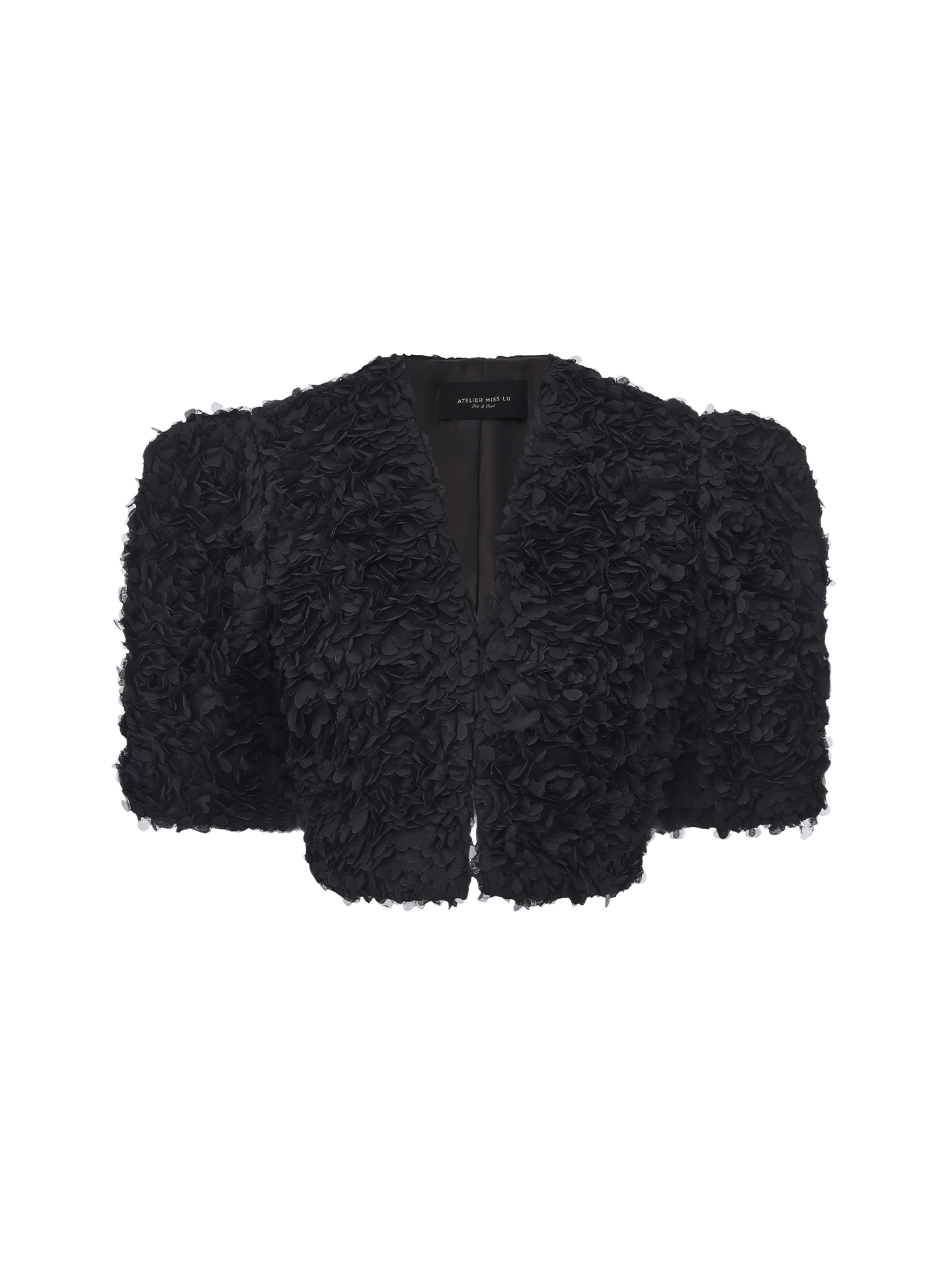 【夜色扶桑】重工立体花瓣肌理廓形袖造型短上衣