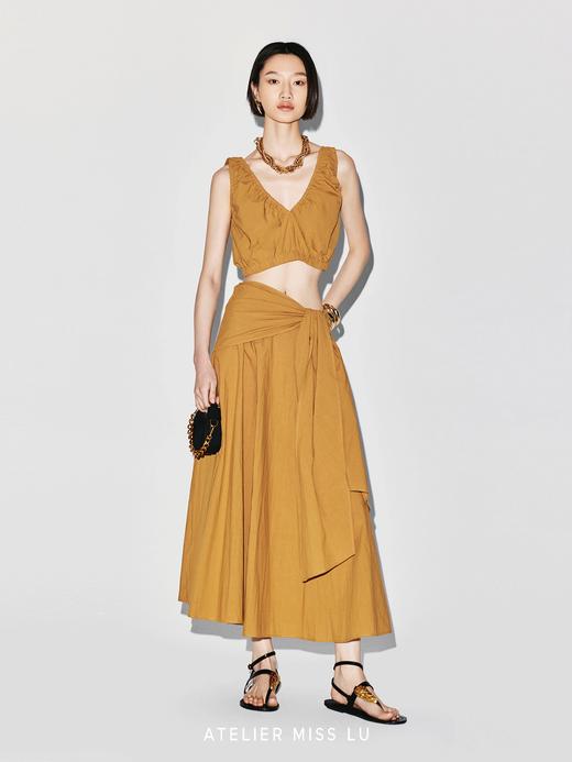 【半糖少女】弹力抽褶设计V领花苞短上衣 商品图3