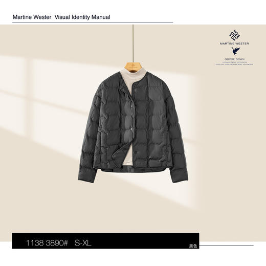 MartineWester女款侧拉链落肩无领鹅绒服11383890 商品图1