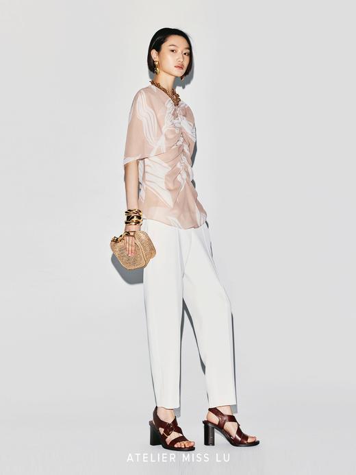 【鸢尾情书】品牌定染印花褶皱设计飘片收腰上衣 商品图3