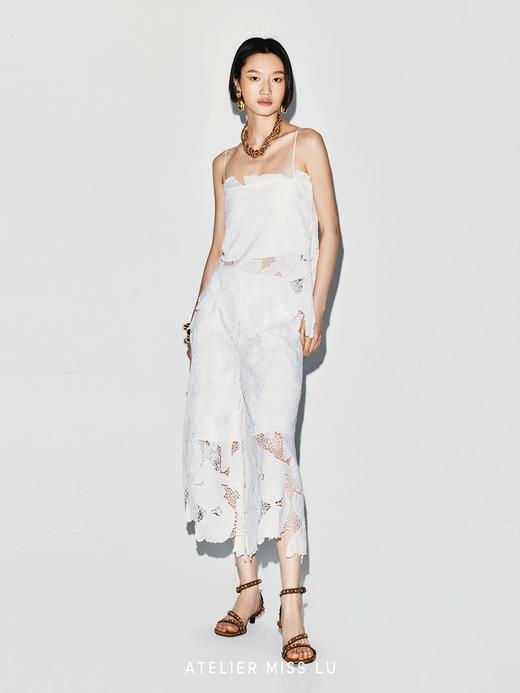 【花间云絮】光影镂空蕾丝不规则下摆九分裙裤 商品图4