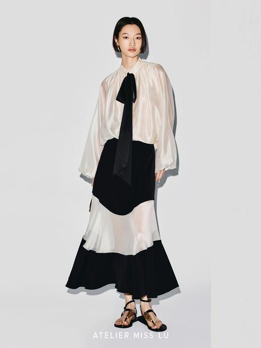 【盛放铃兰】撞色拼接中长款大摆A字薄纱半裙 商品图3