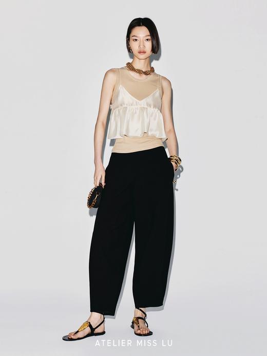 【夏日微光】立体下摆光泽感薄纱吊带上衣 商品图1