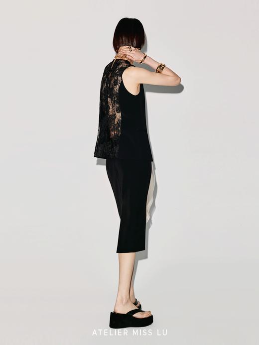 【夜幕光斑】蕾丝拼接露背V领廓形马甲 商品图4