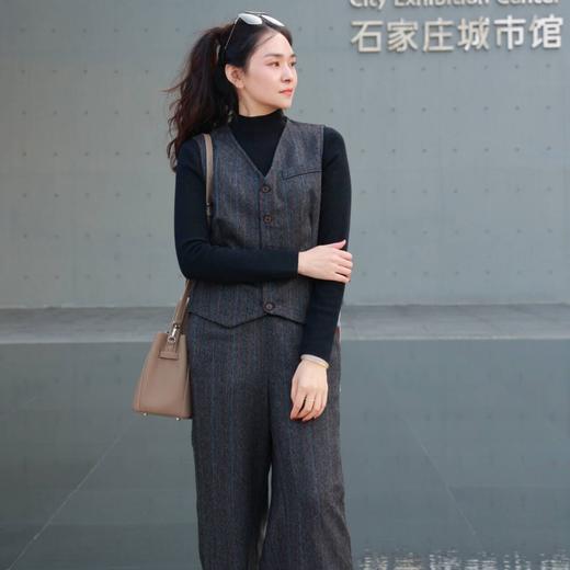 【温小暖】高腰直筒裤（25809158-青骊-结缘款） 商品图0