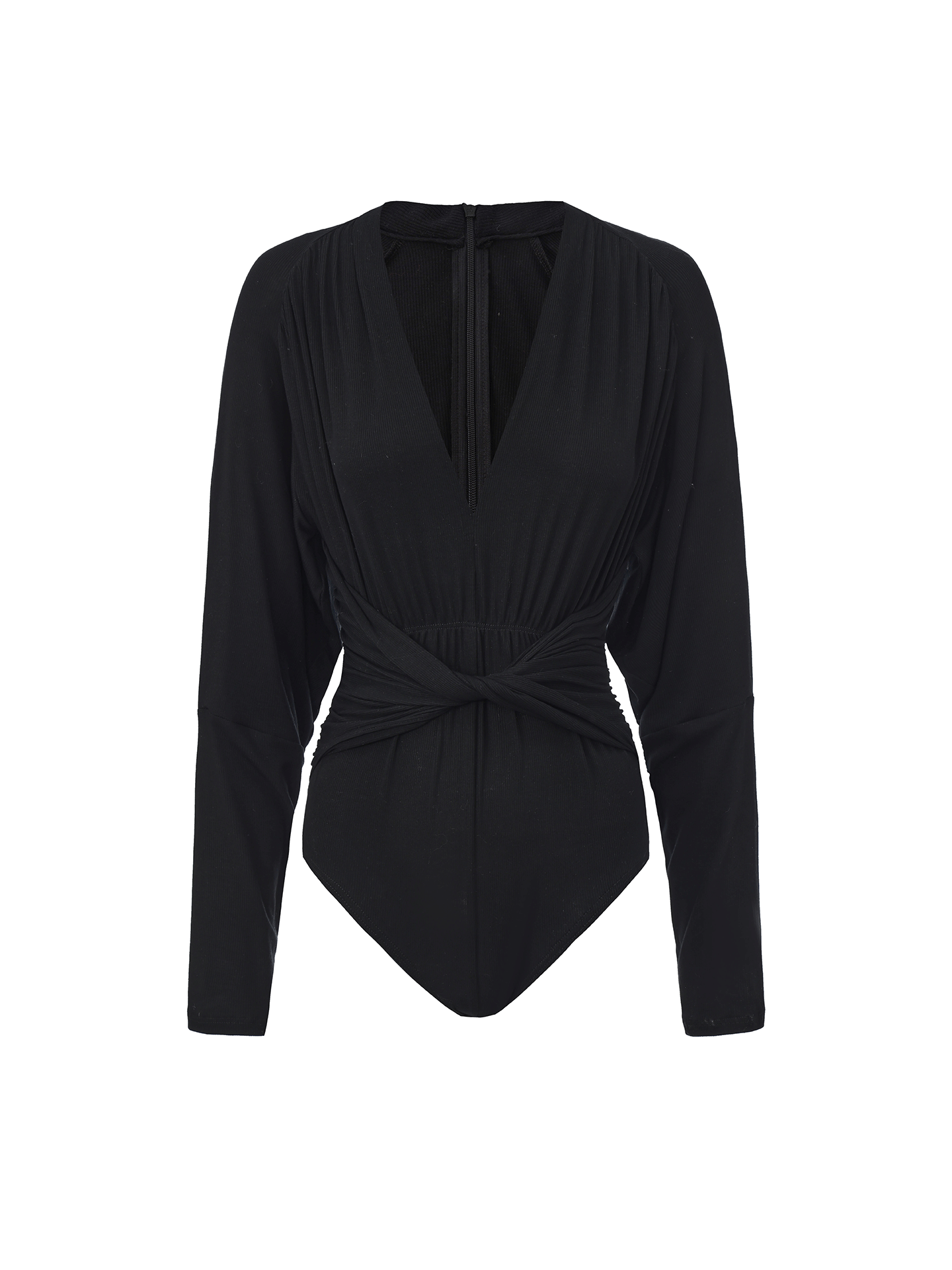 【威尼斯水波】弹力修身V领针织长袖连体衣