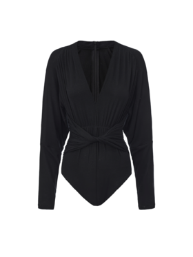 【威尼斯水波】弹力修身V领针织长袖连体衣