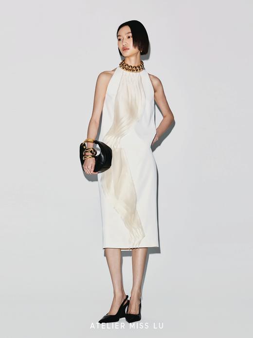 【月光潮汐】圆弧薄纱层叠拼接设计削肩无袖上衣 商品图4