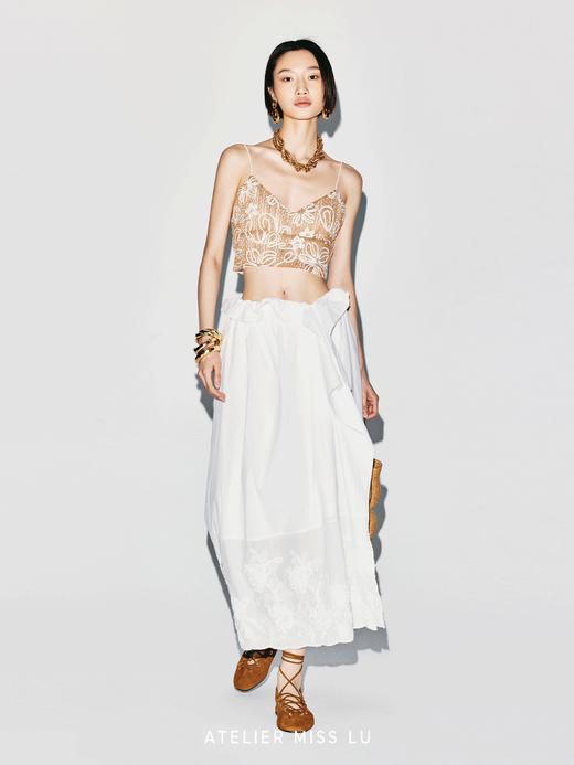 【棕榈花影】立体花卉线条肌理吊带短上衣 商品图4