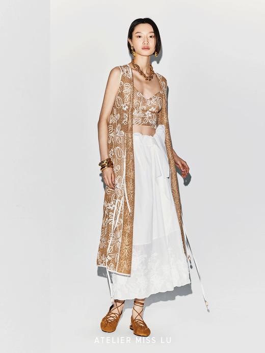 【海之回音】海螺样式飘带立体花卉肌理长款马甲 商品图3