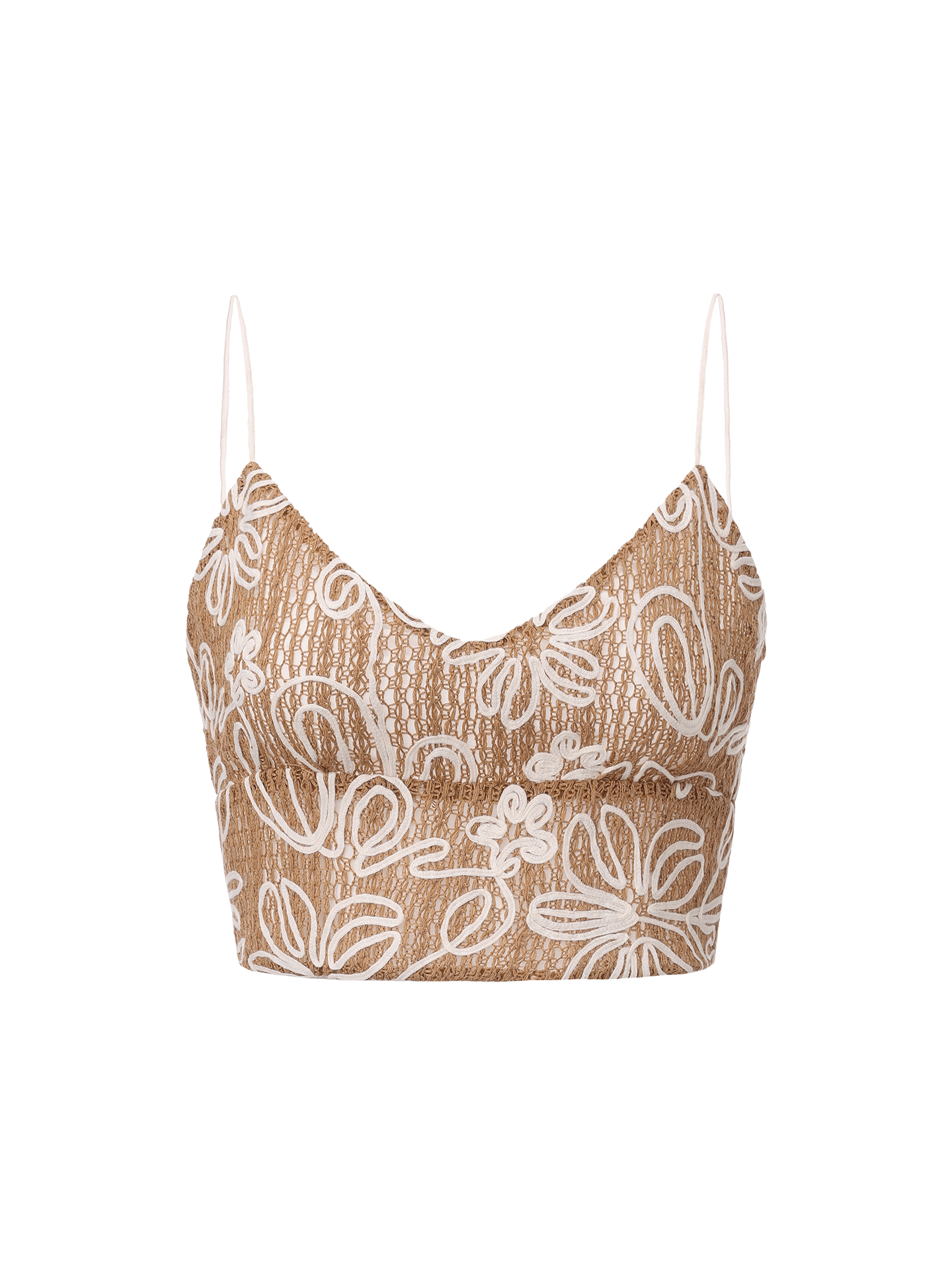 【棕榈花影】立体花卉线条肌理吊带短上衣