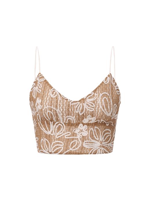 【棕榈花影】立体花卉线条肌理吊带短上衣 商品图0