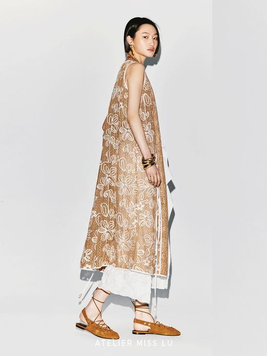 【海之回音】海螺样式飘带立体花卉肌理长款马甲 商品图4