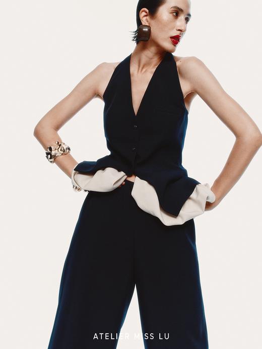 【云上天鹅湖】云朵环绕拼接削肩收腰露背马甲 商品图4