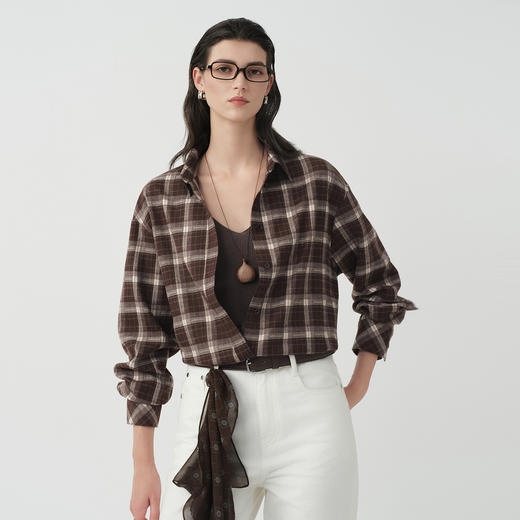 初棉磨毛格纹衬衫 | 舒适质感、复古随性、时尚休闲【HZ】 商品图1