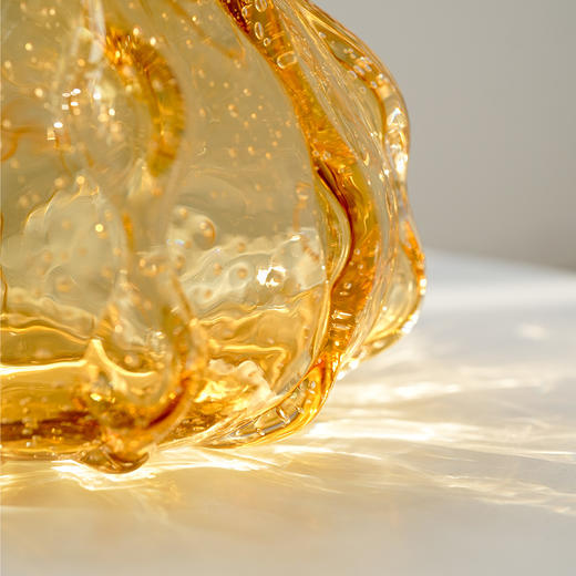 【样品】JZ晶尊琉璃手工福袋花瓶金琥珀色19cm 商品图5