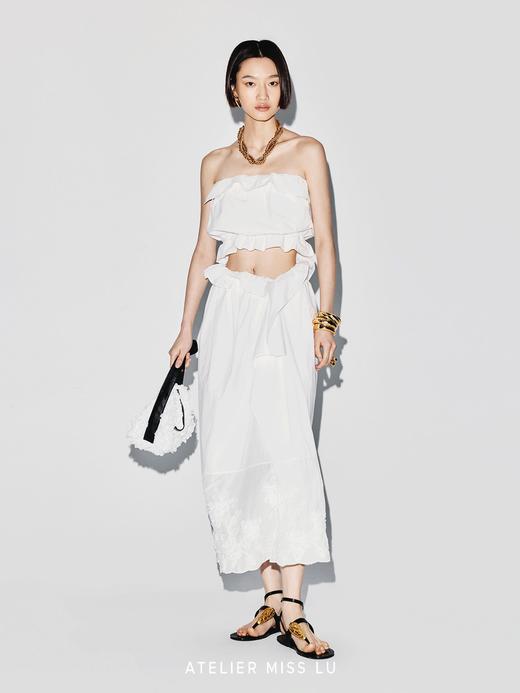 【清晨曦光】立体压褶花边设计弹力抹胸上衣 商品图4