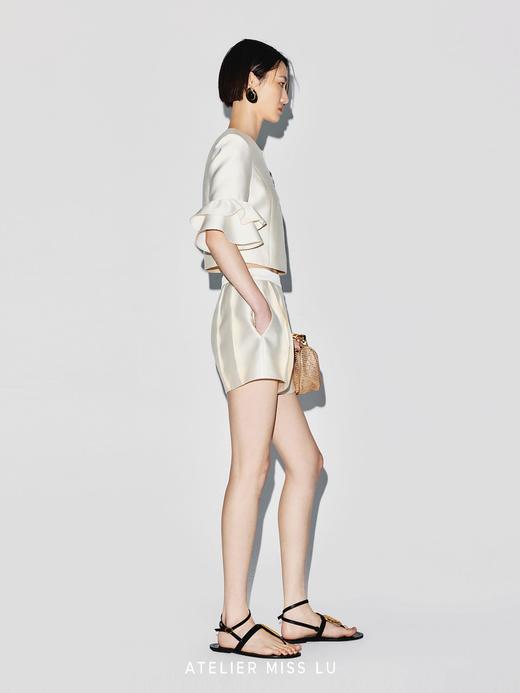 【星之光】海星样式金属胸针廓形喇叭袖短上衣 商品图2