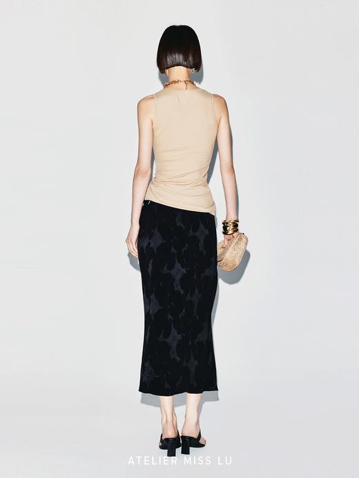 【沙滩海岸线】捏褶设计贝壳样式金属装饰弹力针织背心 商品图4