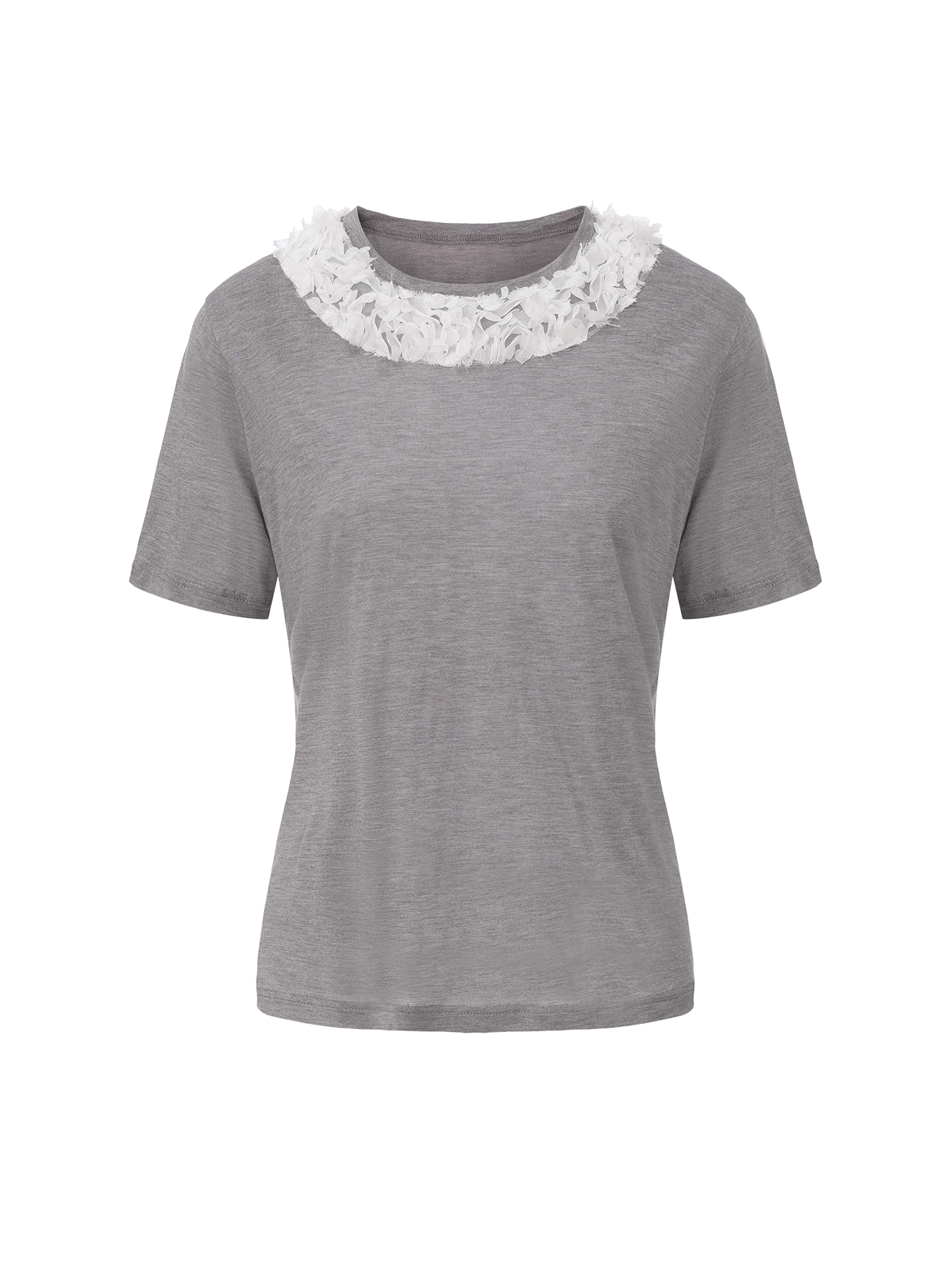 【冰岛雪落】立体花瓣肌理拼接造型短袖T恤