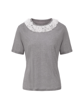 【冰岛雪落】立体花瓣肌理拼接造型短袖T恤