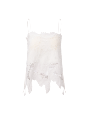 【雾中看花】光影镂空蕾丝不规则下摆吊带上衣