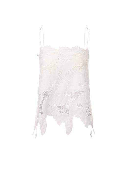 【雾中看花】光影镂空蕾丝不规则下摆吊带上衣 商品图0