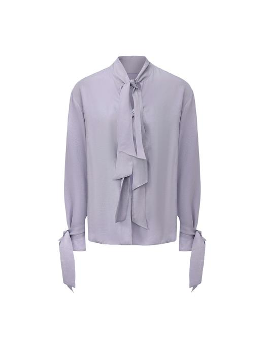 【普罗旺斯霞光】三段式飘带门襟设计醋酸衬衫上衣 商品图0