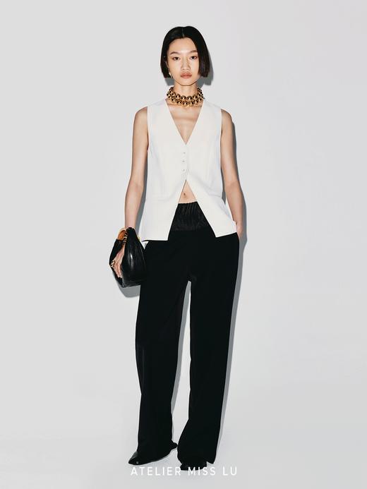 【晨曦光斑】蕾丝拼接露背V领廓形马甲 商品图4