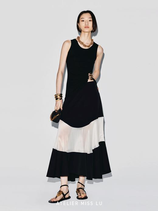 【夏夜海岸线】捏褶设计贝壳样式金属装饰弹力针织背心 商品图4