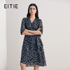 EITIE爱特爱气质V领五分袖A字通勤收腰系带印花连衣裙2026春季新款8507227 商品缩略图0