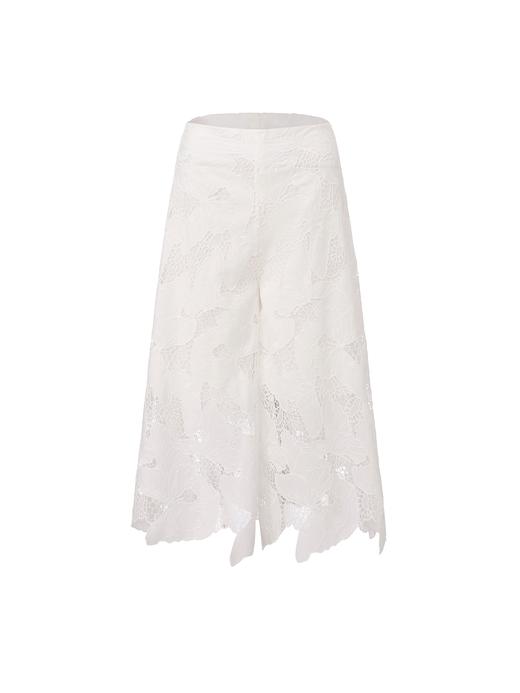 【花间云絮】光影镂空蕾丝不规则下摆九分裙裤 商品图0